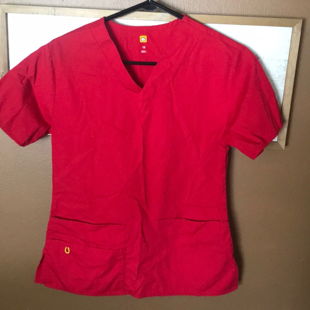 Red Wink Scrub Top